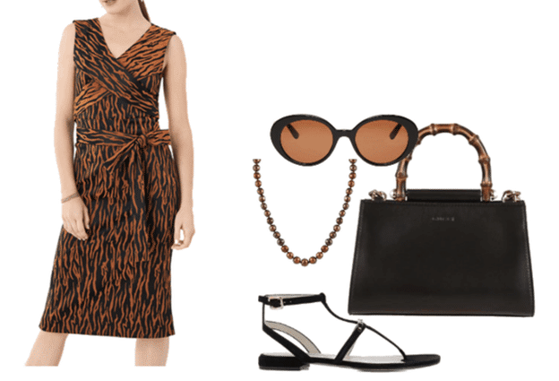 wrap dress animal print outfit