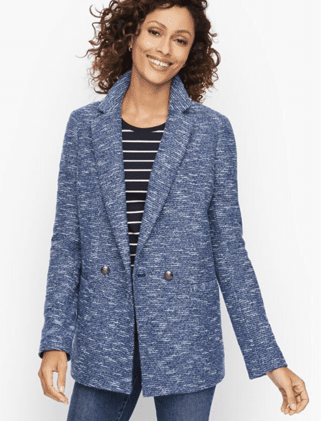 TWEED DOUBLE BREASTED BLAZER at TALBOTS